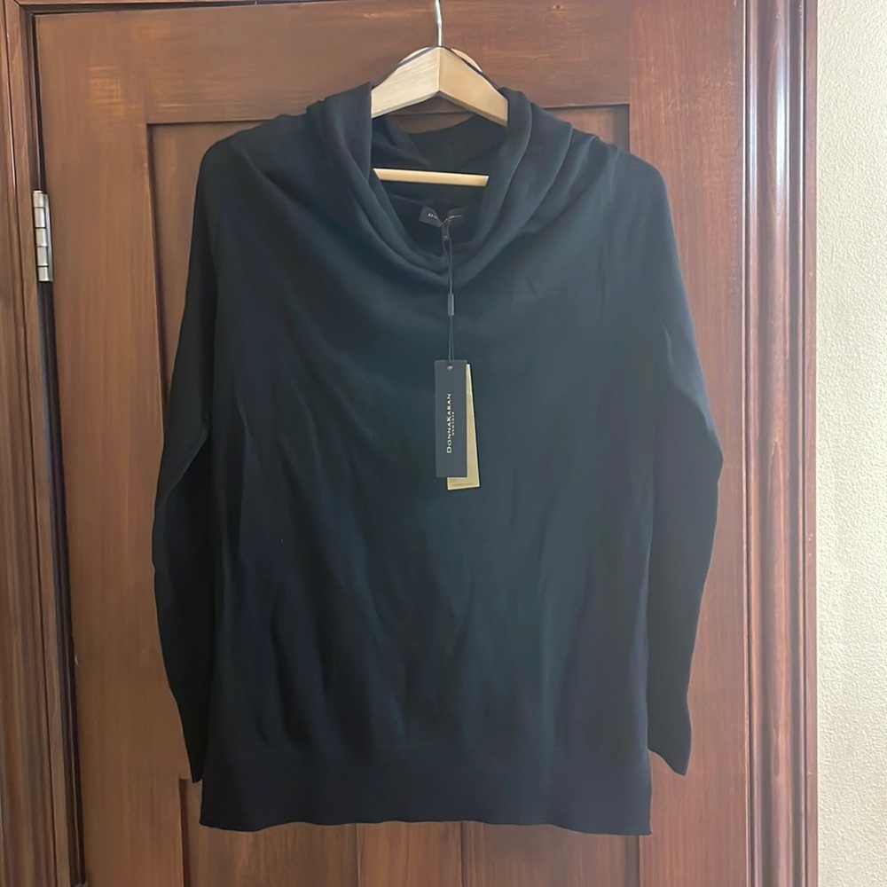 Donna Karan Black Label Merino Wool Pullover Cowl Neck Sweater NWT | Size S